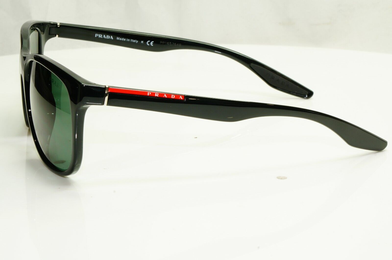 Authentic Prada Mens Glossy Black Green Square Sunglasses SPS 03O F 1AB-3O1