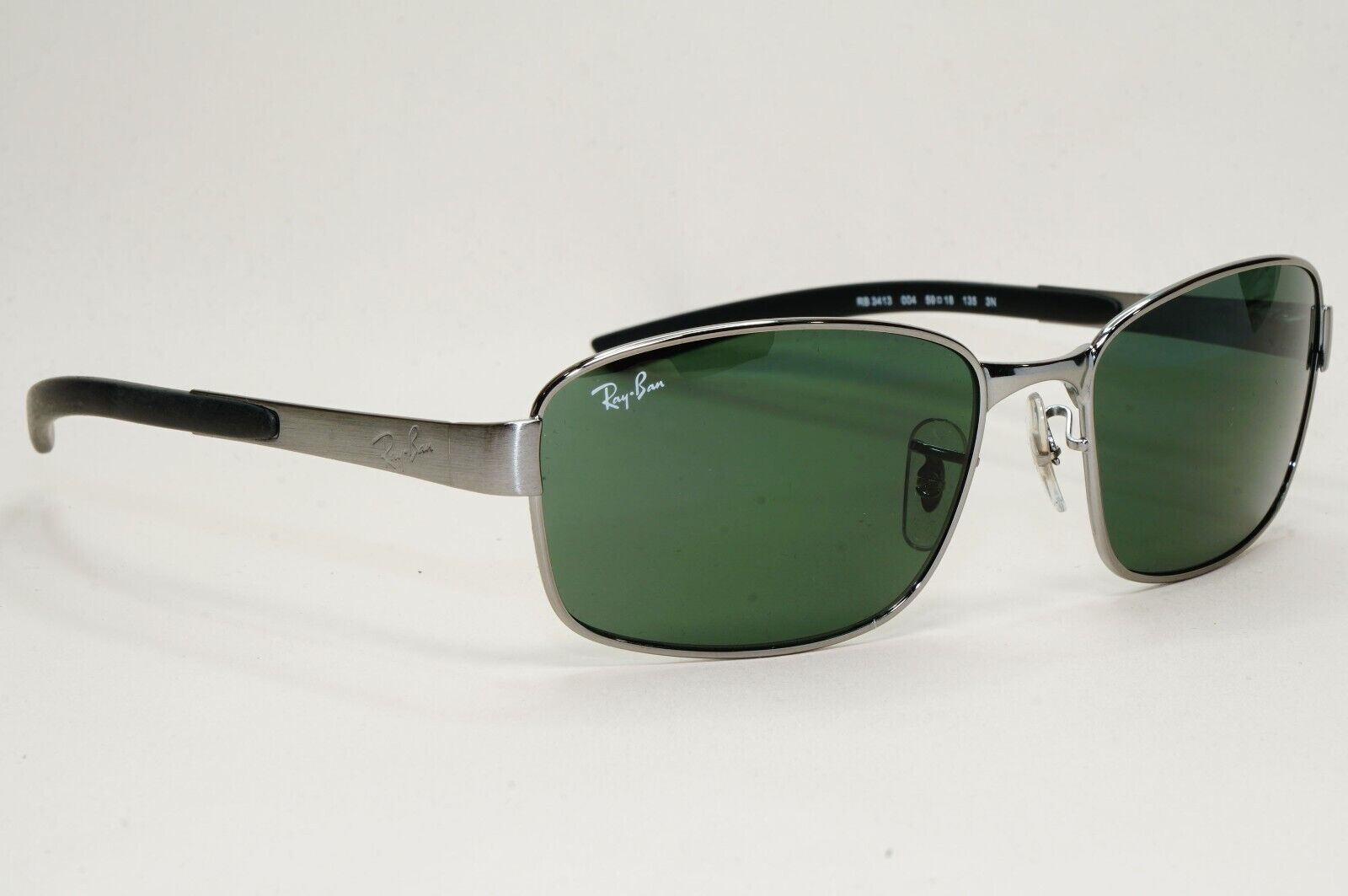 Ray-Ban Sunglasses 2011 Vintage Gunmetal Grey G15 Green RB 3413 004 59mm