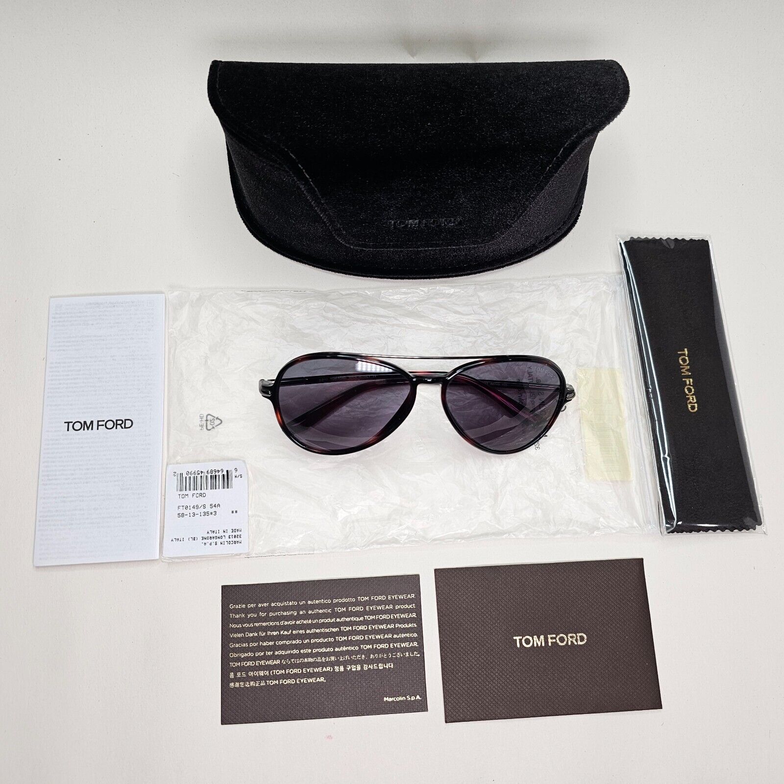 Tom Ford Sunglasses Ramone Brown Havana Brown Pilot FT0149 TF 149 54A 58mm