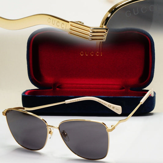 Gucci Sunglasses 2022 Gold Square Grey Metal GG 0970S 001 Large 60mm 141024