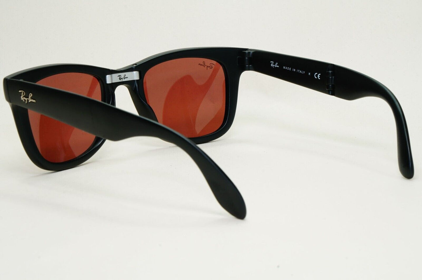 Ray-Ban Sunglasses Folding Wayfarer Black Matte Red Mirror RB 4105 601-S/2K