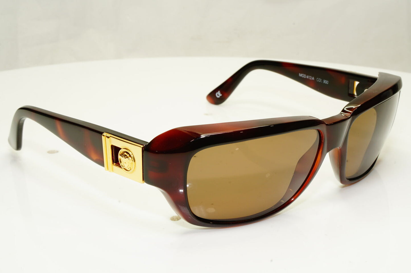 Gianni Versace 1996 Mens Vintage Brown Gold Medusa Sunglasses MOD 412/A COL 900