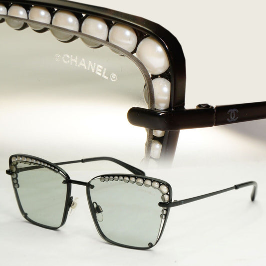 Chanel Sunglasses Pearl Black Square Metal Light Grey 4235-H c.101/87 57mm