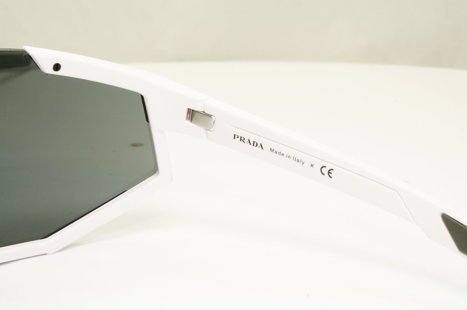 Prada Shield Black Sunglasses White Visor Red Stripe Mens SPS 04W TWK-06F PS04WS