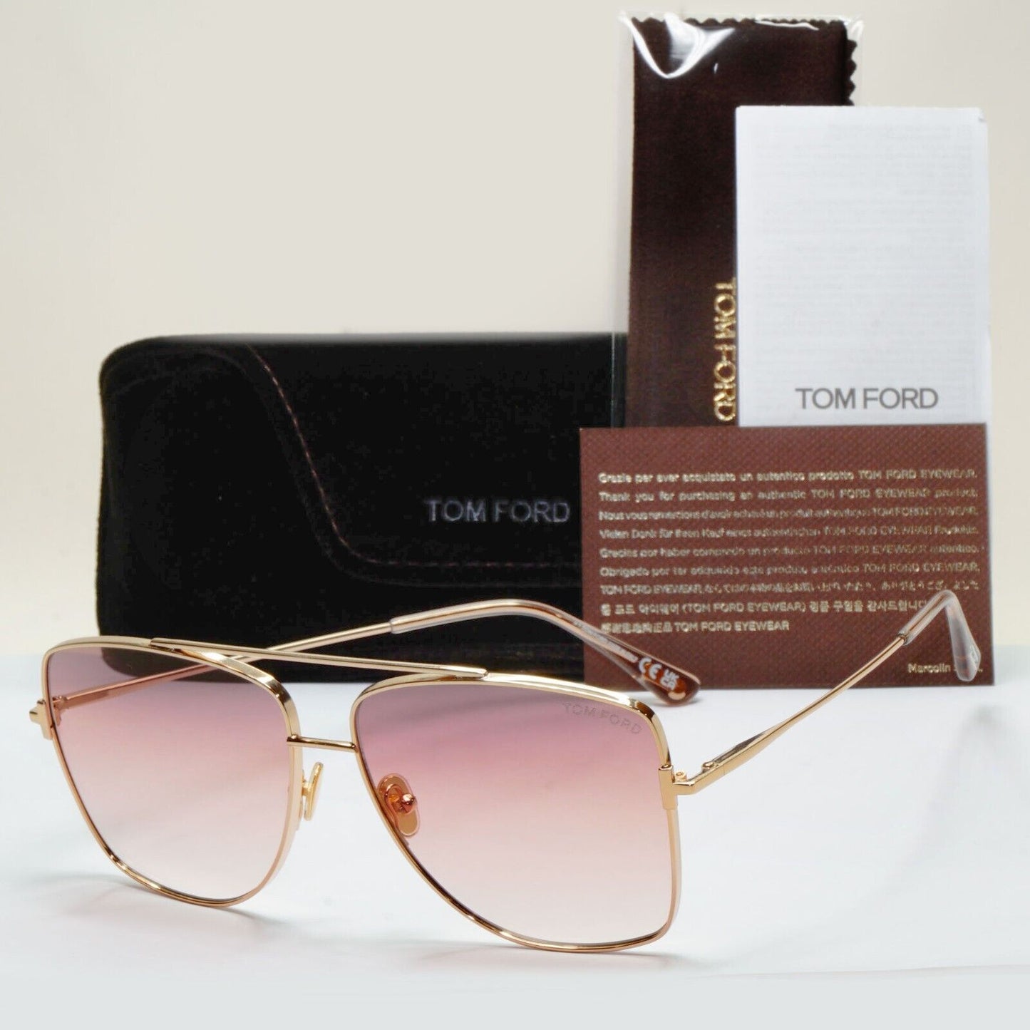 Tom Ford Sunglasses Reggie Rose Gold Brown Gradient Square FT0838 TF 838 28F