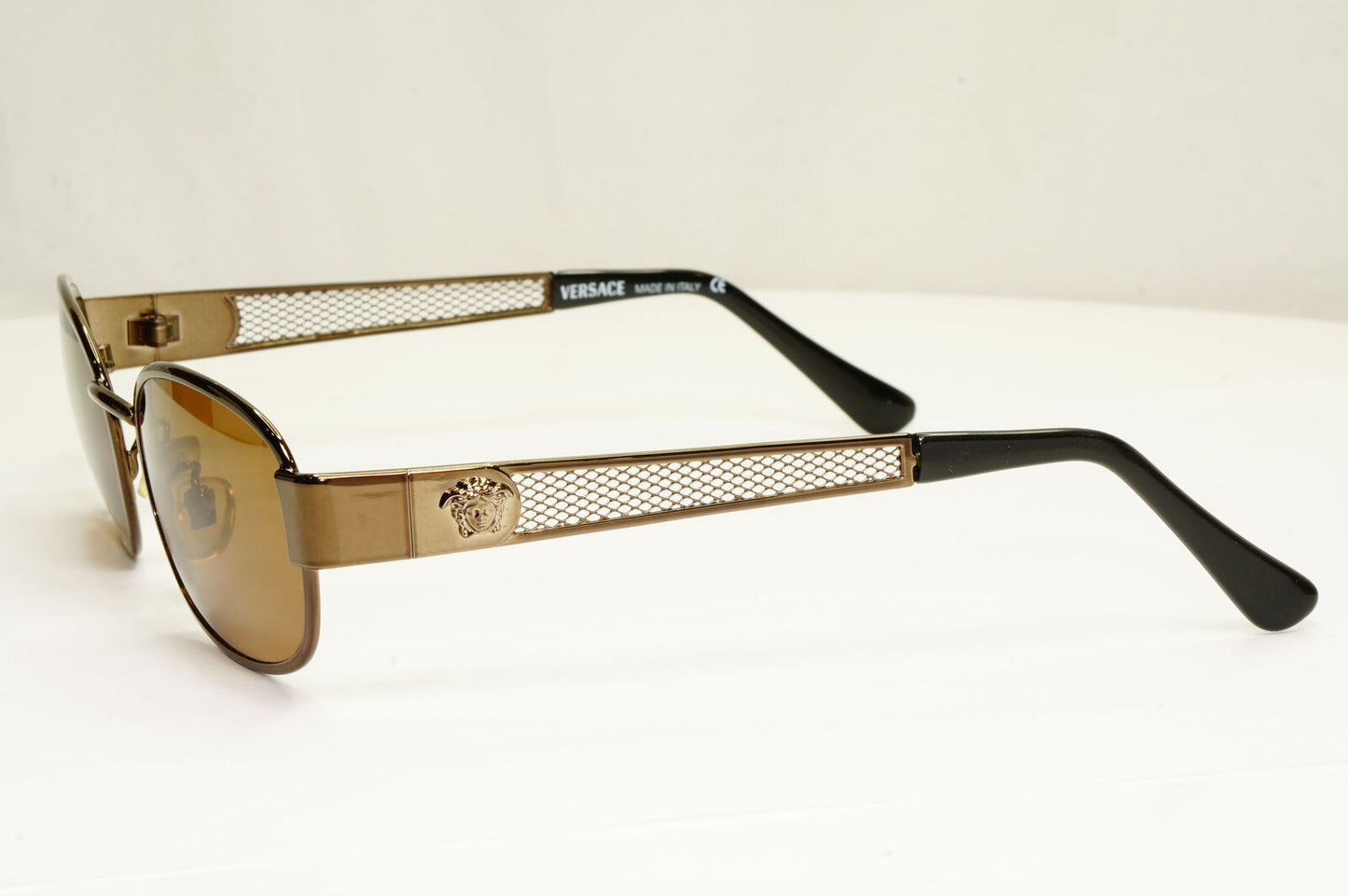 Gianni Versace 1996 Vintage Copper Brown Medusa Mesh Sunglasses MOD X23 COL 62M