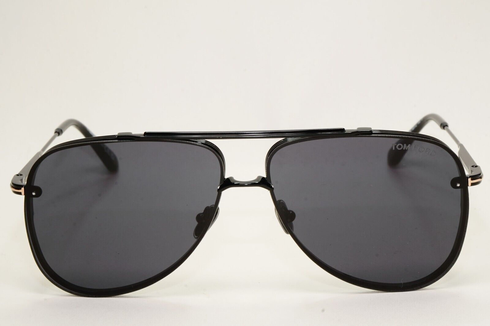 Tom Ford Sunglasses Black Glossy Metal Pilot Leon FT1071 TF 1071 01A 62mm