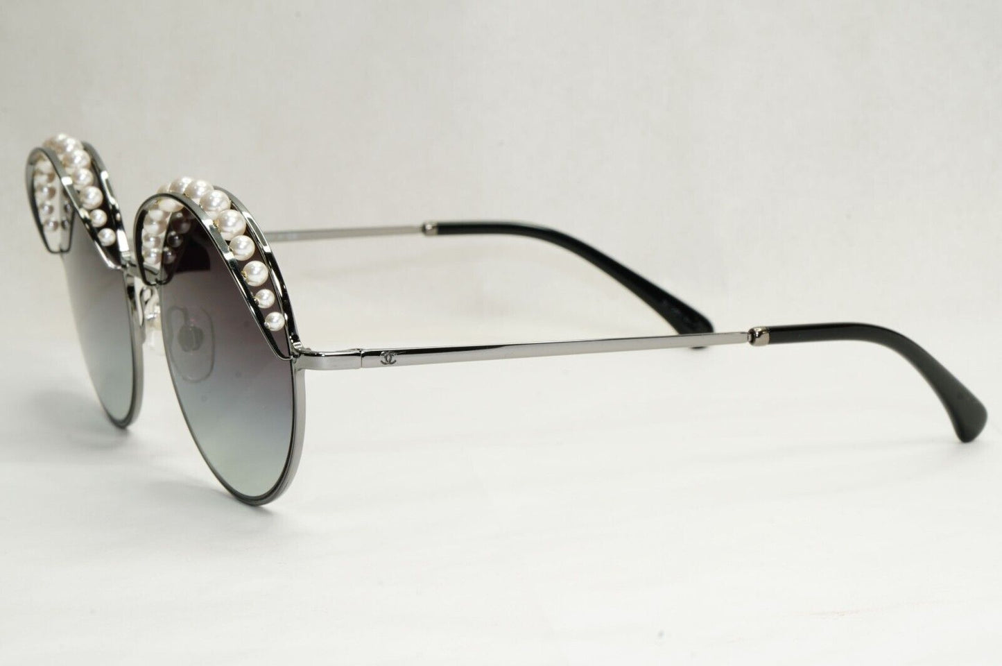 Chanel Sunglasses Pearl Silver Round Metal Grey Gradient 4234-H c.108/S6 53mm