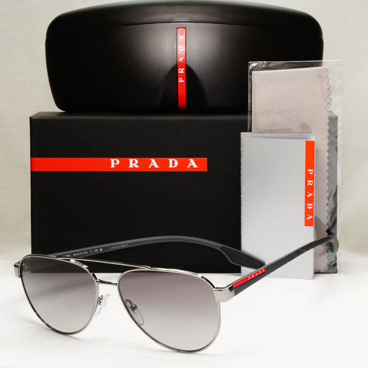 Prada Sunglasses Grey Gunmetal Gradient Metal Pilot PS54TS SPS 54T 5AV-3M1