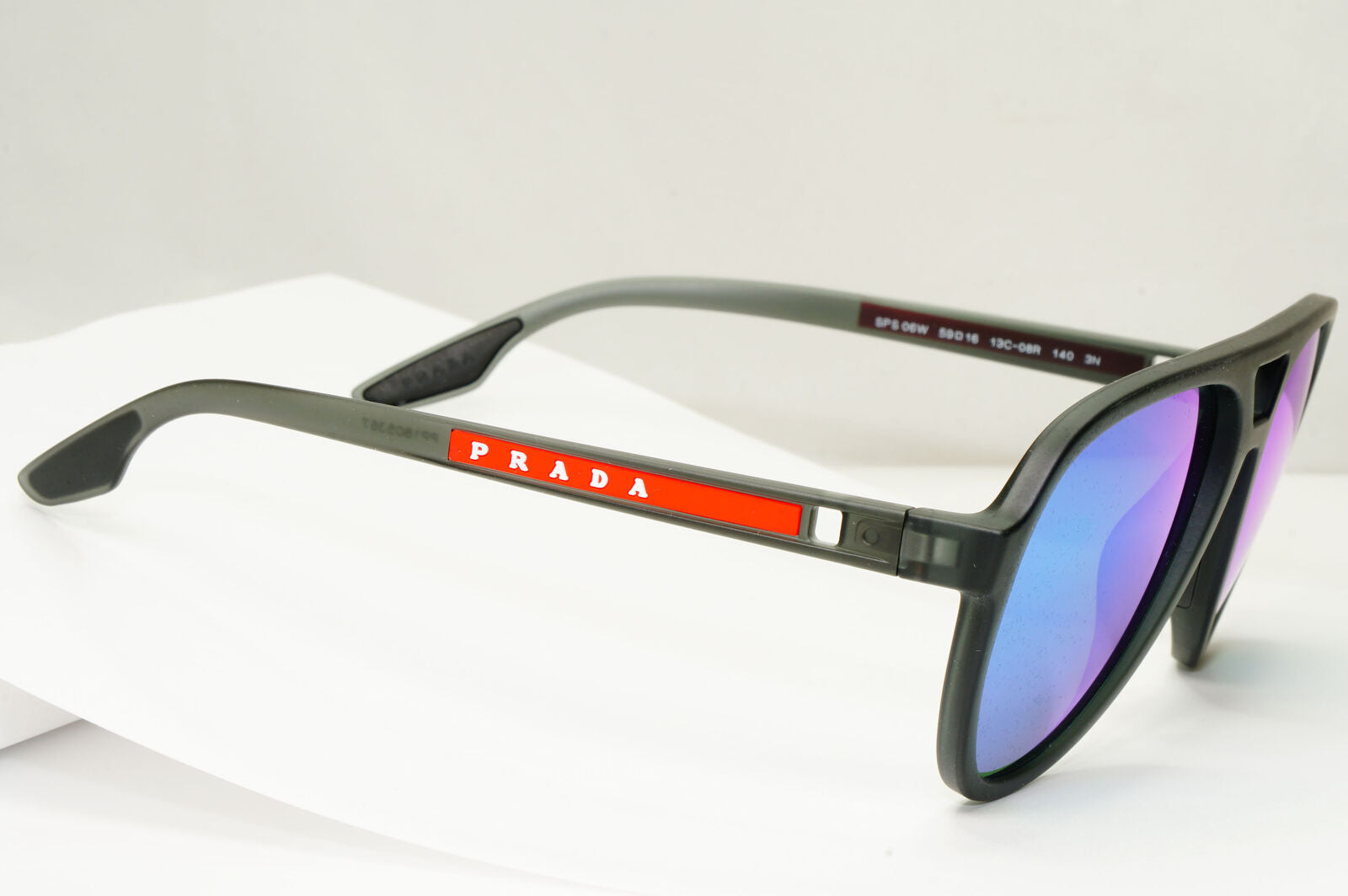 Prada Blue Mirror Sunglasses Pilot Transparent Grey PS06WS SPS 06W 13C-08R 59mm