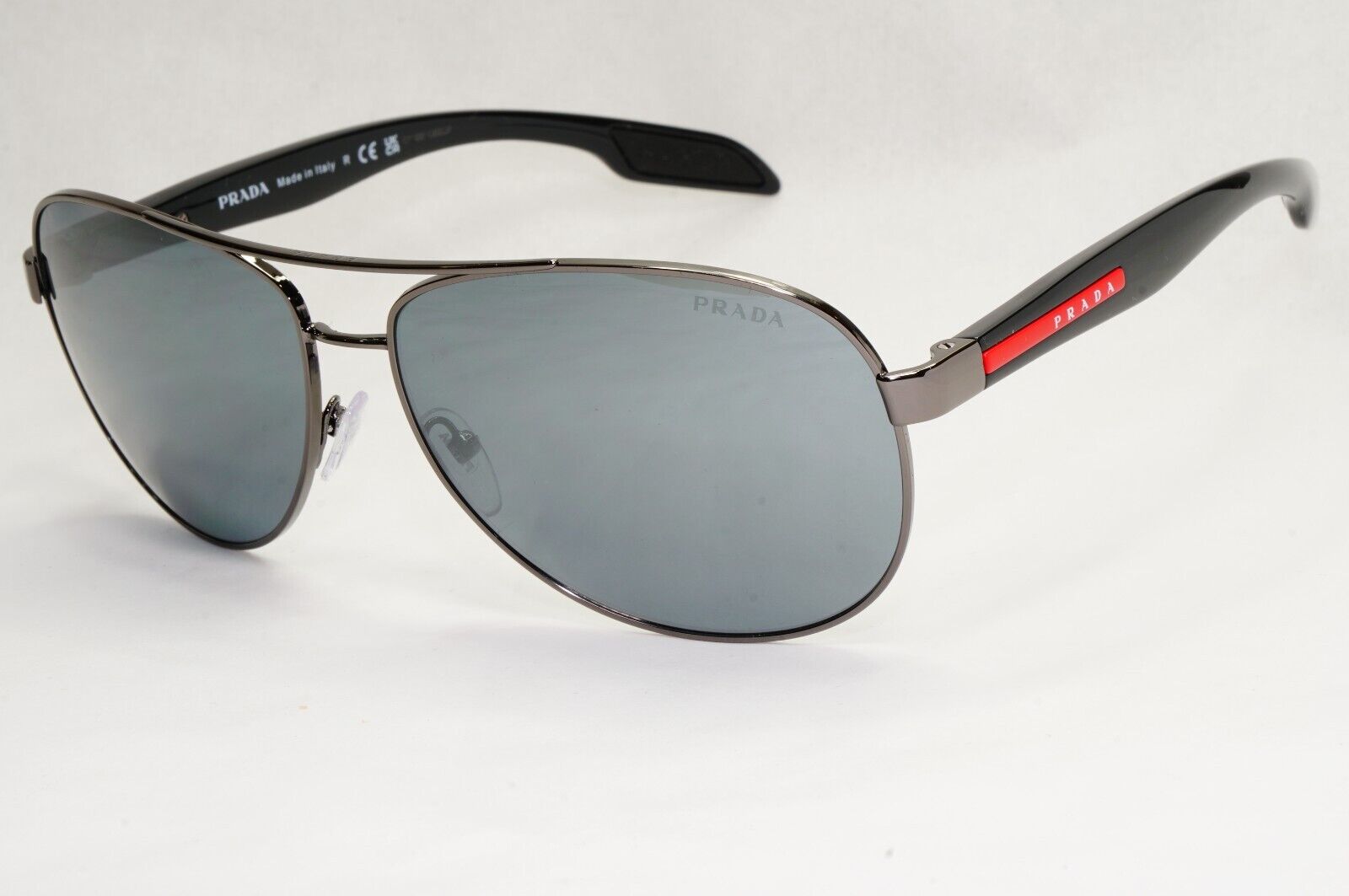 Prada Sunglasses Black Grey MIrror Pilot Gunmetal PS53PS SPS 53P 5AV-5L0 62mm