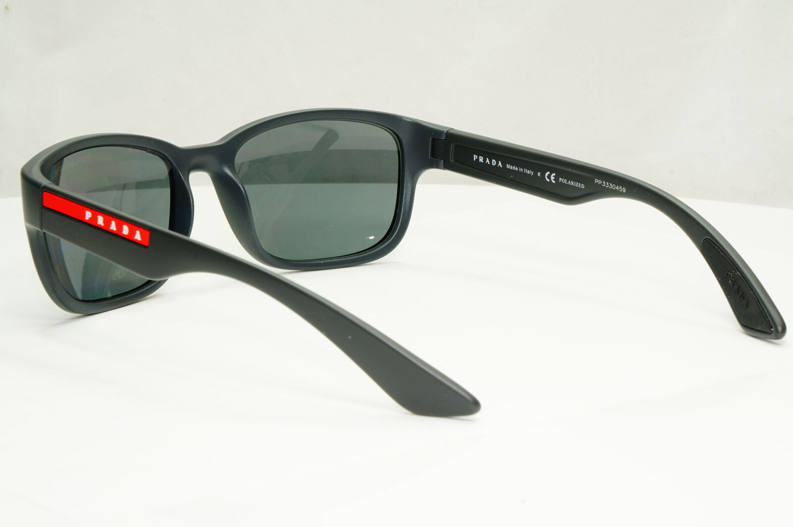 Prada Polarised Mirror Sunglasses Grey Rubber Red Stripe PS05VS SPS 05V UFK-07H