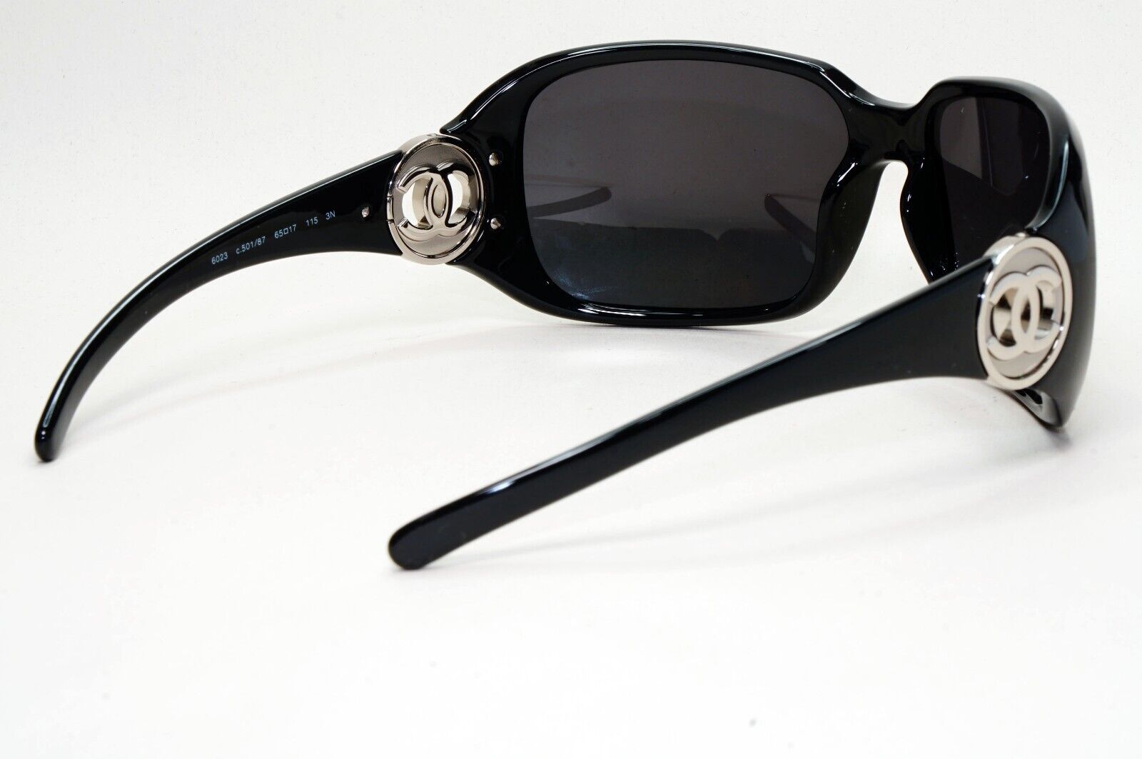 Chanel Sunglasses 2010 Vintage Black Wrap Silver 6023 c.501/87 65mm 280924