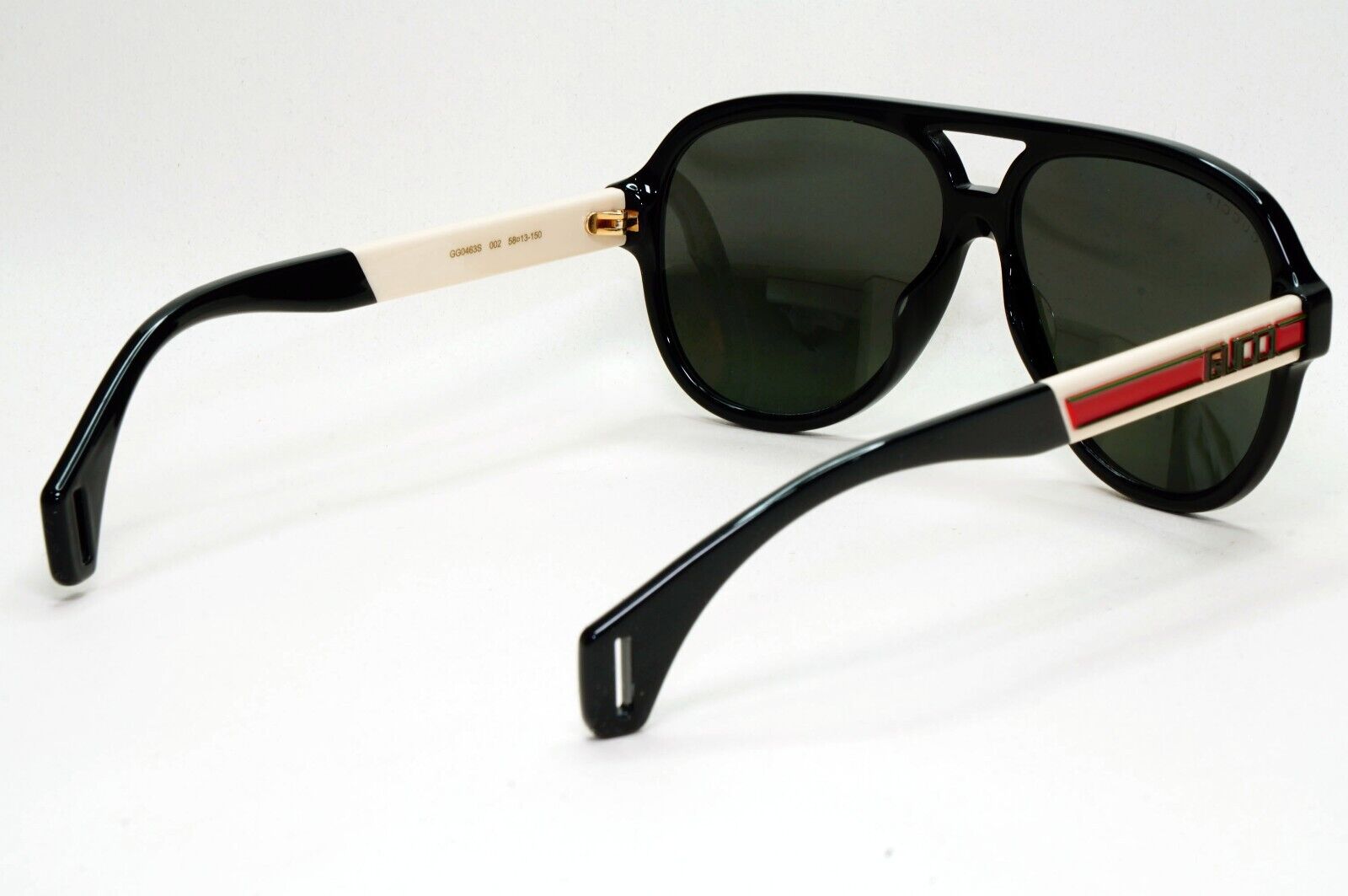 Gucci Sunglasses 2019 Black Polarised Pilot White Red GG 0463S 002 58mm 141024