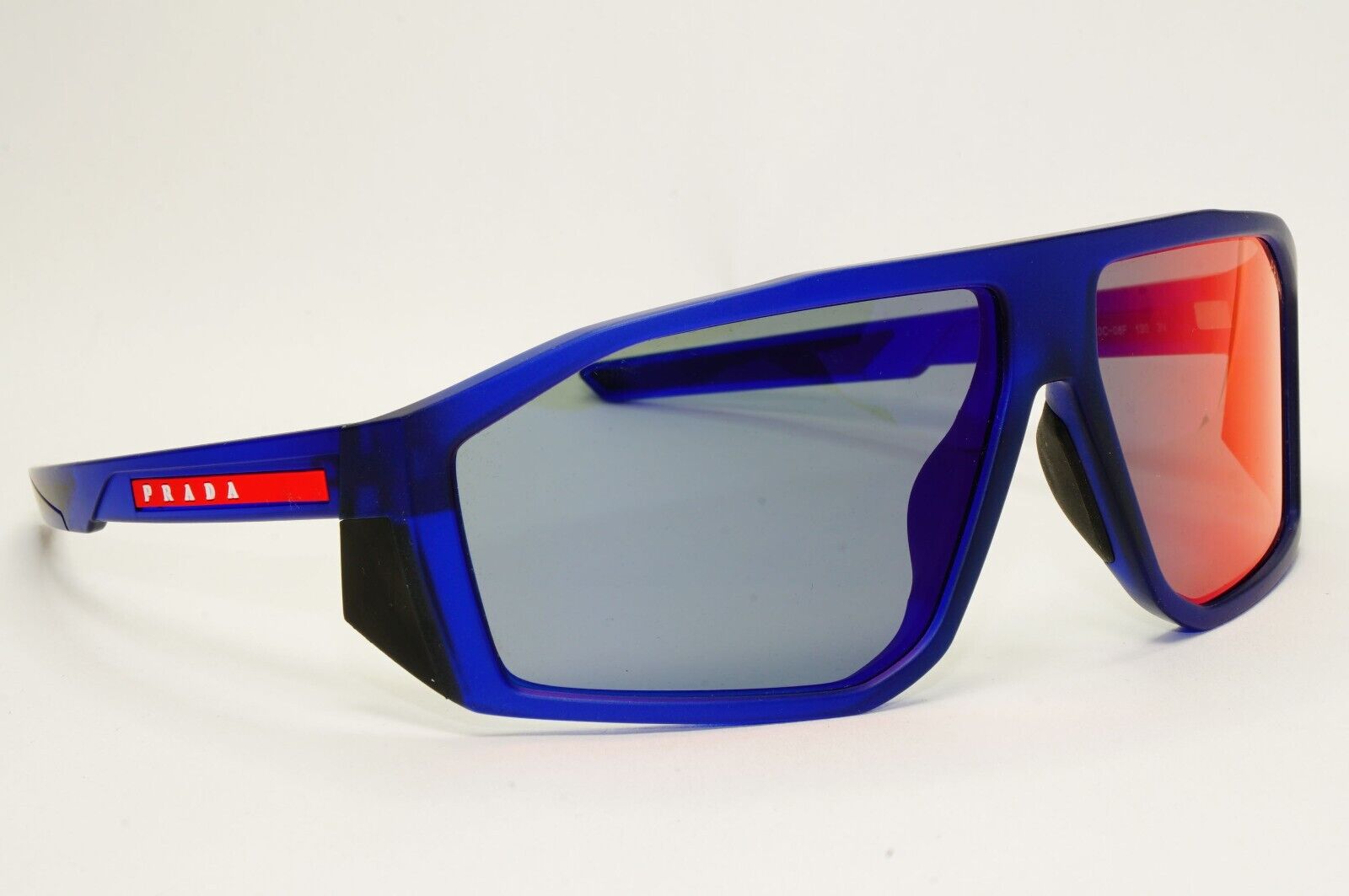 Prada Sunglasses Blue Wrap Mirror Red Grey Transparent PS08WS SPS 08W 10C-08F