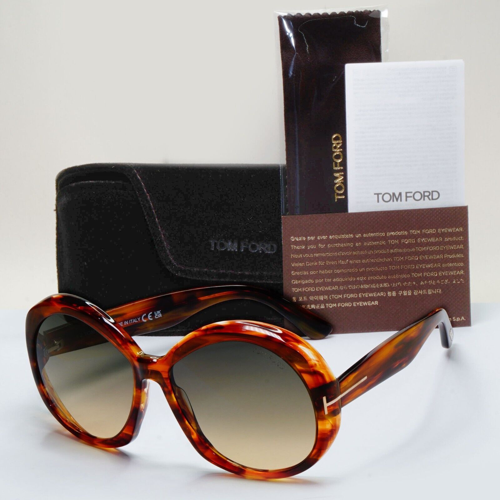 Tom Ford Sunglasses Annabelle Brown Tortoise Oversized Large FT1010 TF 1010 55B