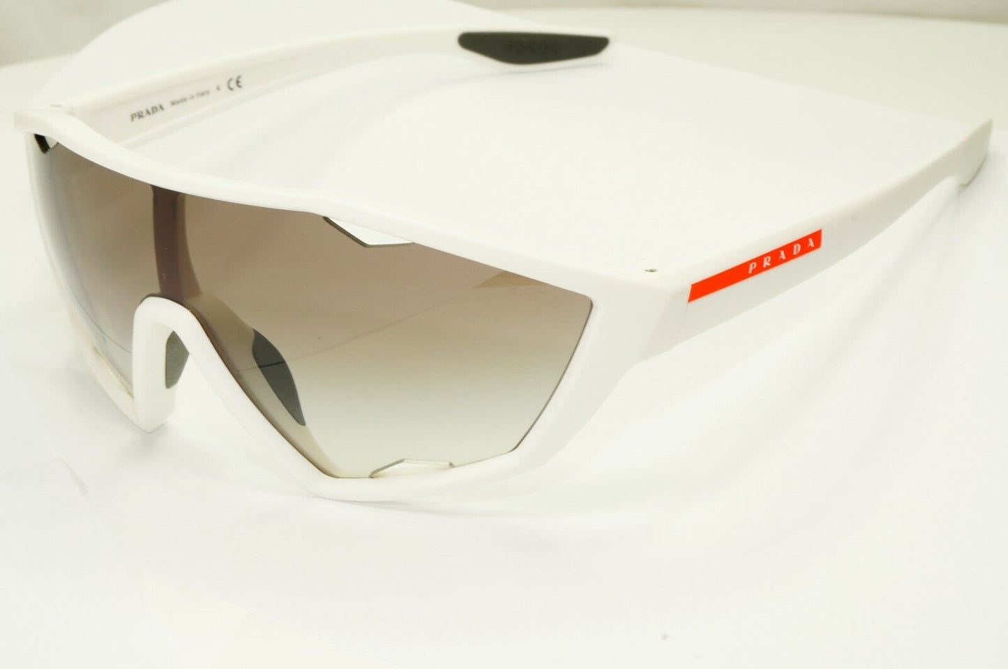 Prada Shield White Sunglasses White Brown Gradient Visor Cycling SPS 10U TWK-5O0