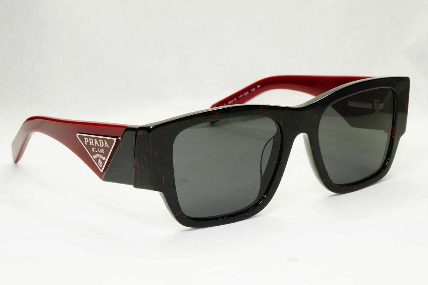 Prada Triangle Sunglasses Black Red Burgundy PR10ZS F SPR 10Z-F 11F-5S0