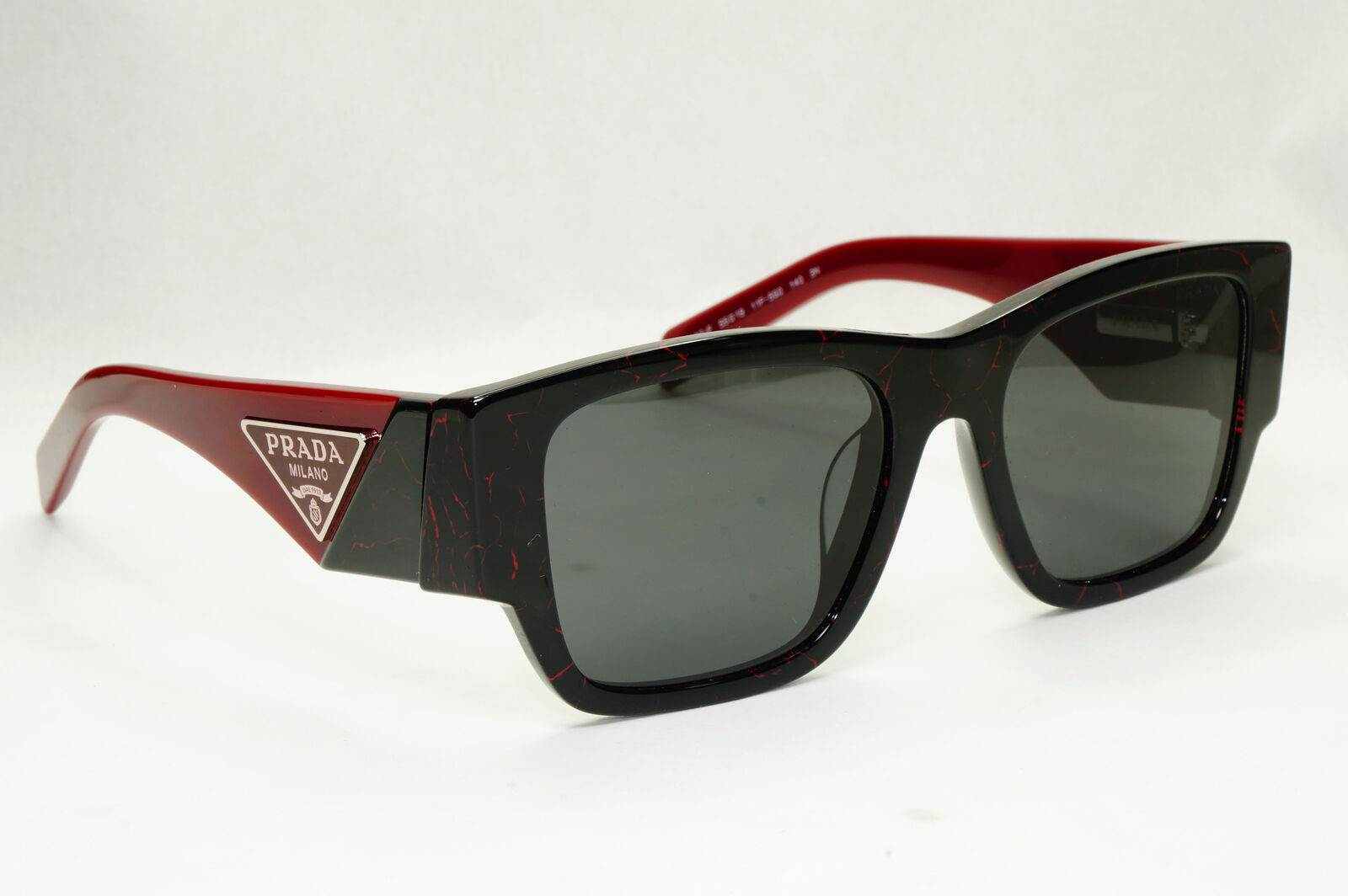 Prada Triangle Sunglasses Black Red Burgundy PR10ZS F SPR 10Z-F 11F-5S0