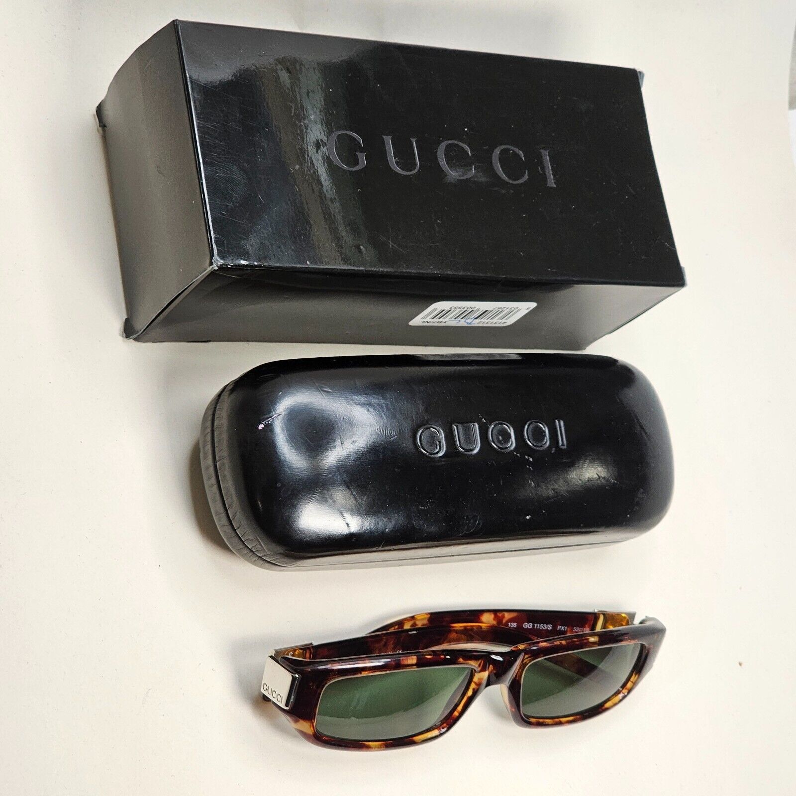 Gucci Sunglasses 1997 Vintage Rectangle Tortoise Green GG 1153/S PX1 53mm 270924