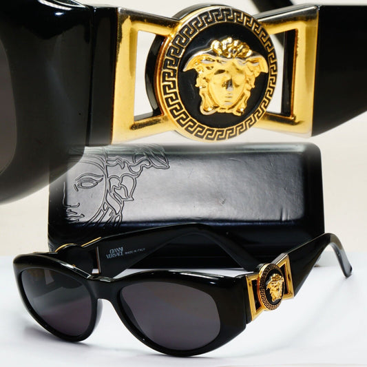 Gianni Versace Sunglasses 1996 Vintage Black MOD 424/M COL 852 Biggie 270924