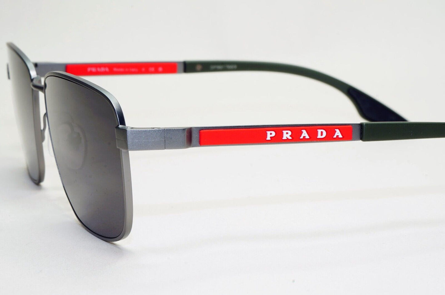 Prada Sunglasses Gunmetal Black Green Square PS50OV VPS 50O 7CQ-1O1 55mm