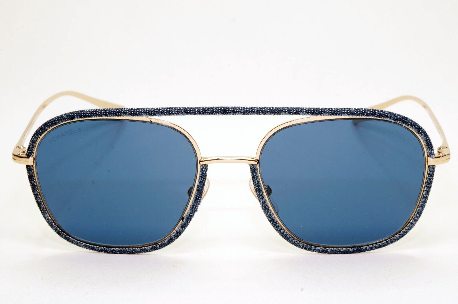 Chanel Sunglasses Denim Gold Dark Blue Metal Pilot 4249-J c.395/80 53mm