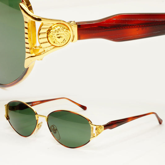 Gianni Versace 1995 Vintage Gold Medusa Unisex Green Sunglasses MOD G46 COL 14L