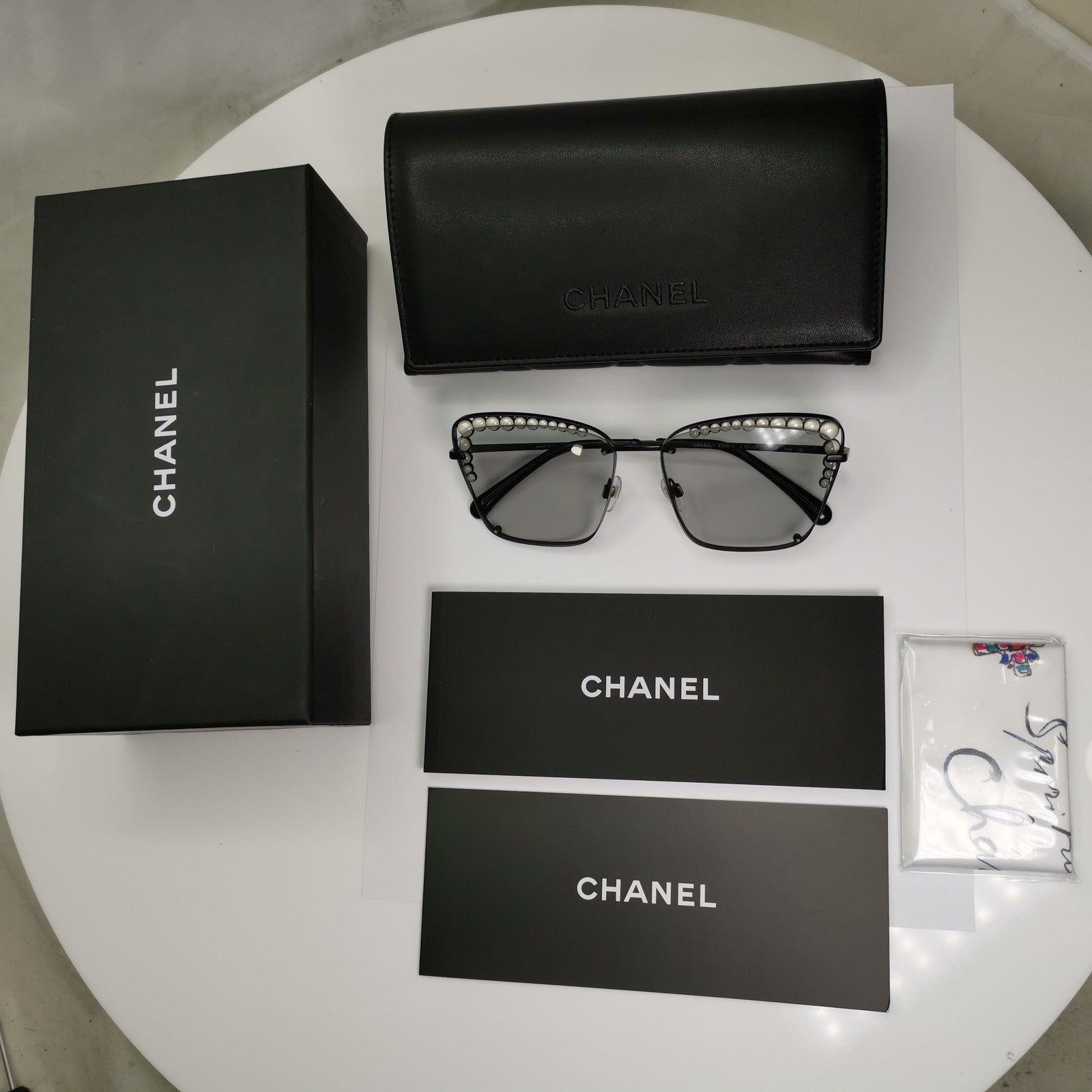 Chanel Pearl Sunglasses Black Year 2018 Grey Square 4235-H c.101/87 280323