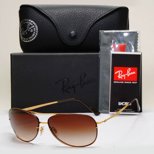 Ray-Ban Sunglasses Titan Ultra Lighweight Rimless Gold Brown RB 8052 157/13 61mm