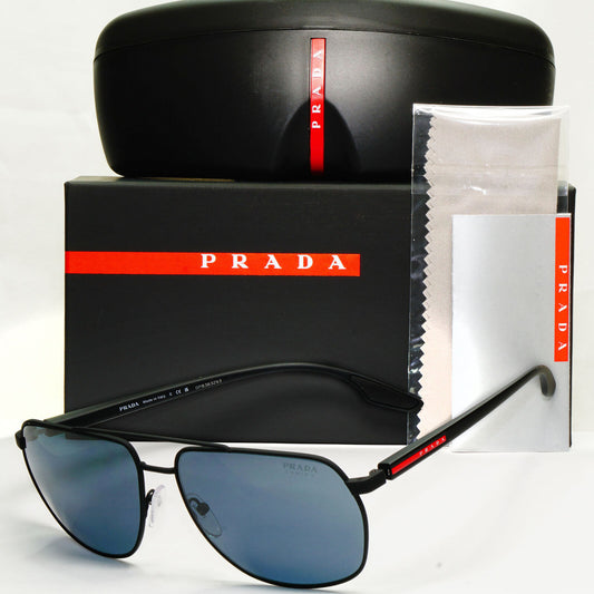 Prada Tuning Blue Sunglasses Black Red Stripe Pilot PS55VS SPS 55V DG0-09R