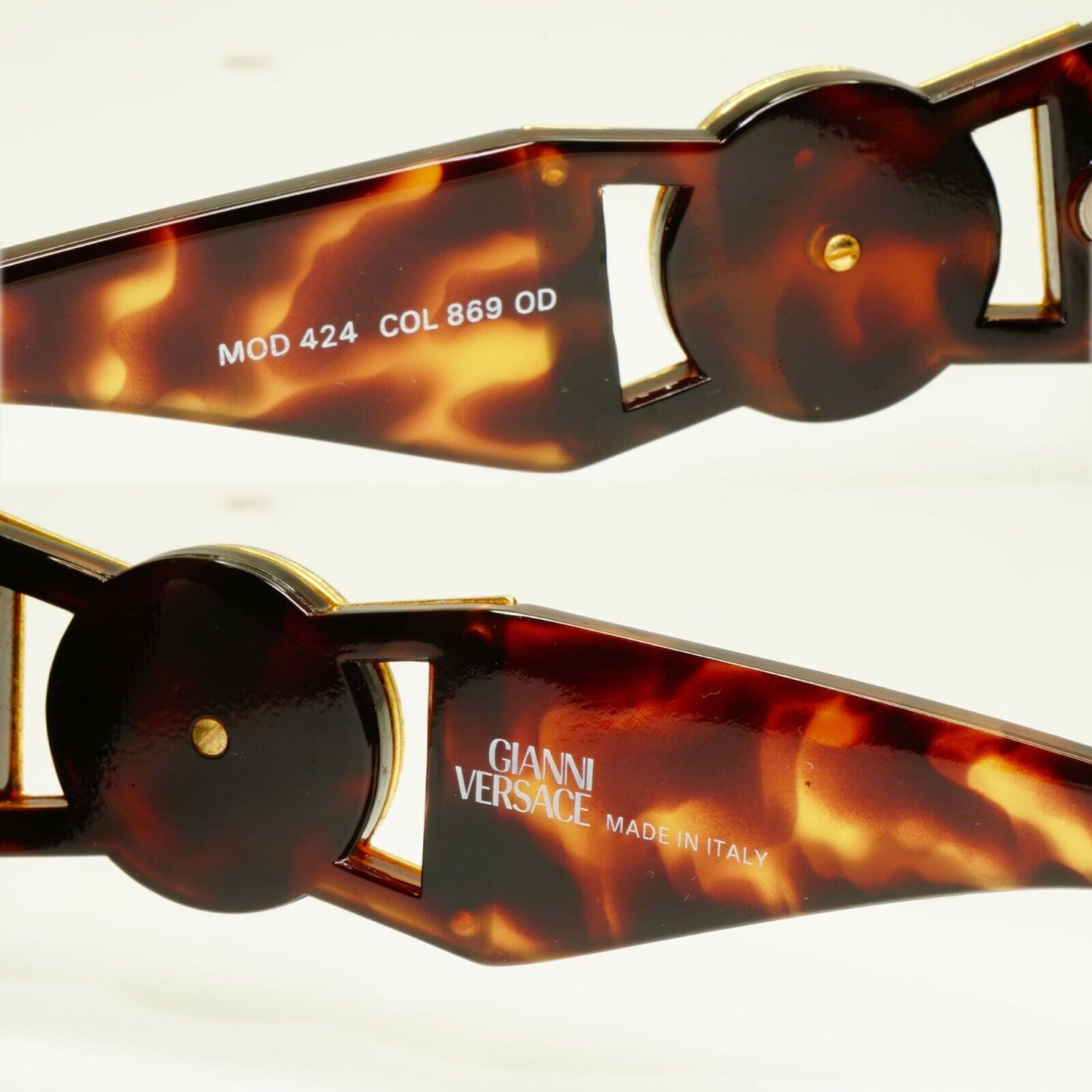 Gianni Versace Sunglasses 1996 Vintage Brown Gold Medusa 424 869 Biggie Smalls