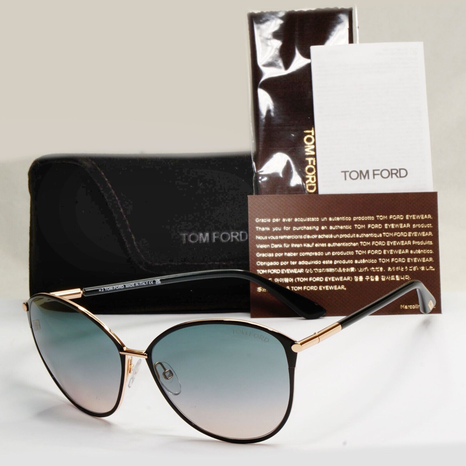 Tom Ford Sunglasses Penelope Black Gold Teal Blue Grey FT0320 TF 320 28B [A]