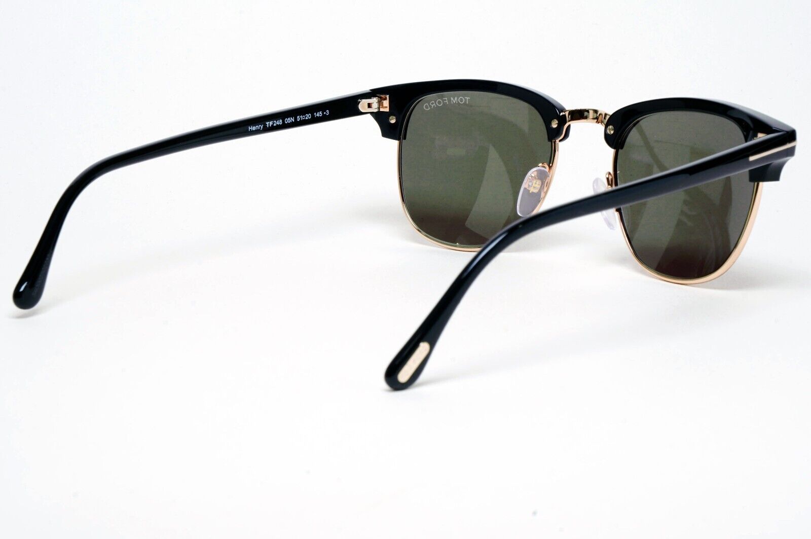 Tom Ford Sunglasses Henry Black Gold Green Square FT0248 TF 248 05N 51mm