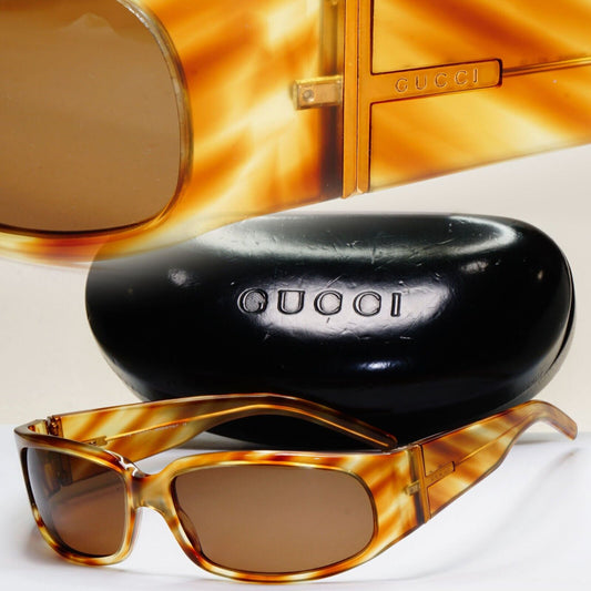 Gucci Sunglasses 1999 Vintage Brown Honey Wrap Retro GG 1437/S GH8N5 011124