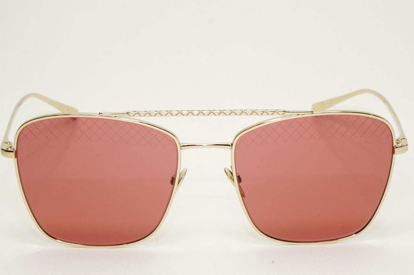 Chanel Sunglasses Gold Red Square Navigator Metal Pilot 4256 c.395/0H 55mm