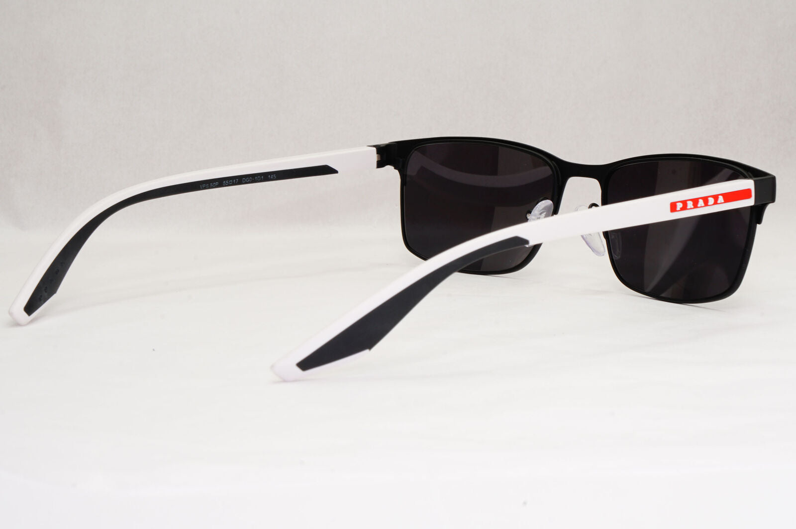 Prada Sunglasses Black White Square Rectangle Rubber PS50PV VPS 50P DG0-1O1 55mm