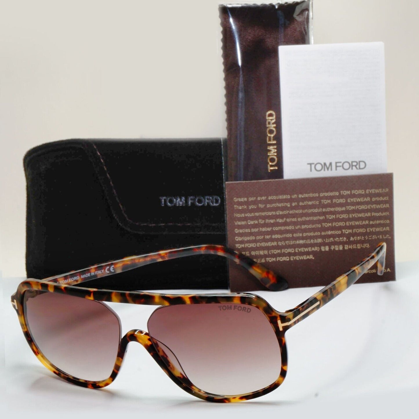 Tom Ford Sunglasses Robert Brown Tortoise Havana Gradient FT0442 TF 442 53F 59mm