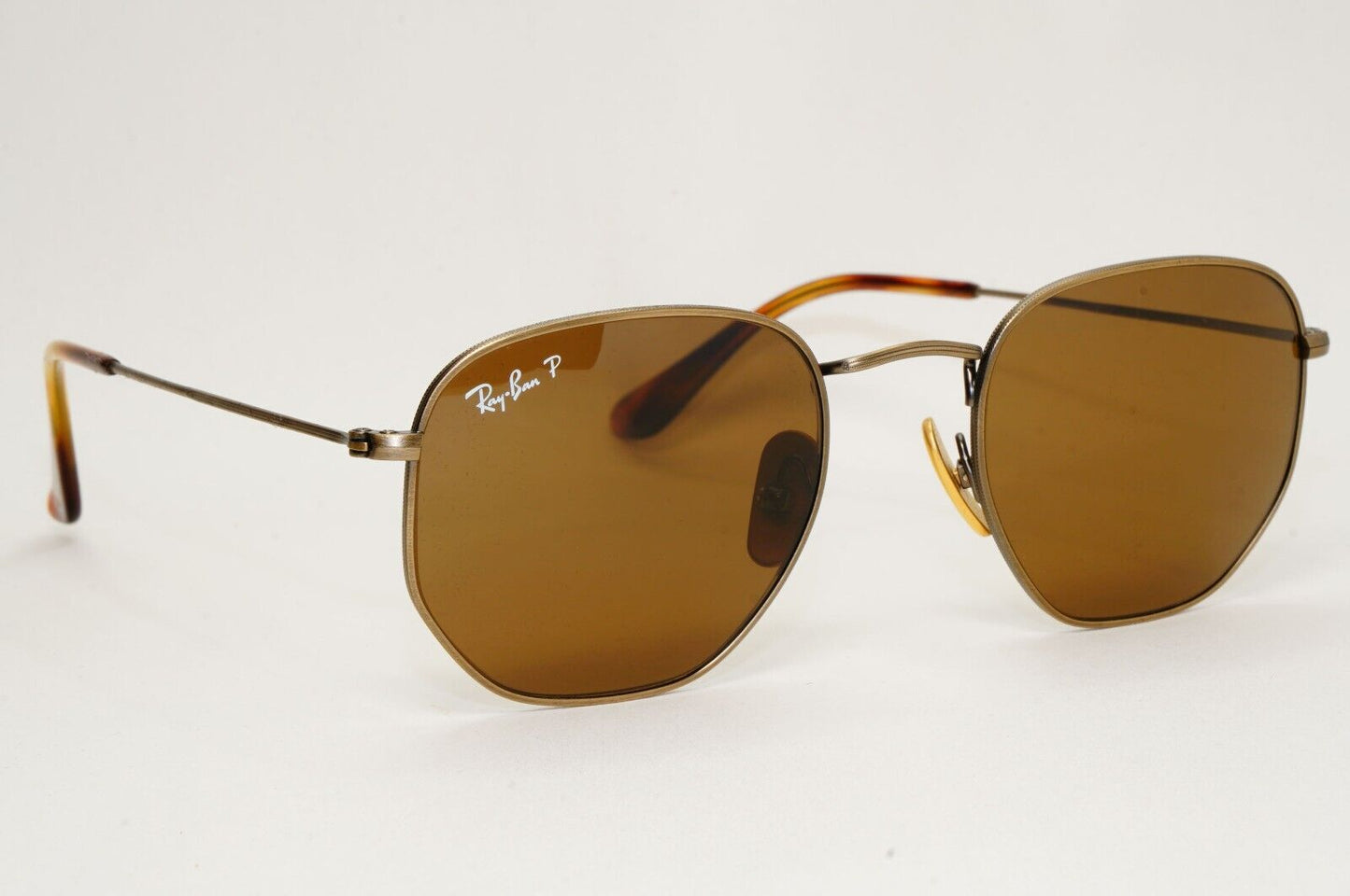 Ray-Ban Sunglasses Hexagonal Titanium Polarised Brown RB 8148 9207/57 51mm