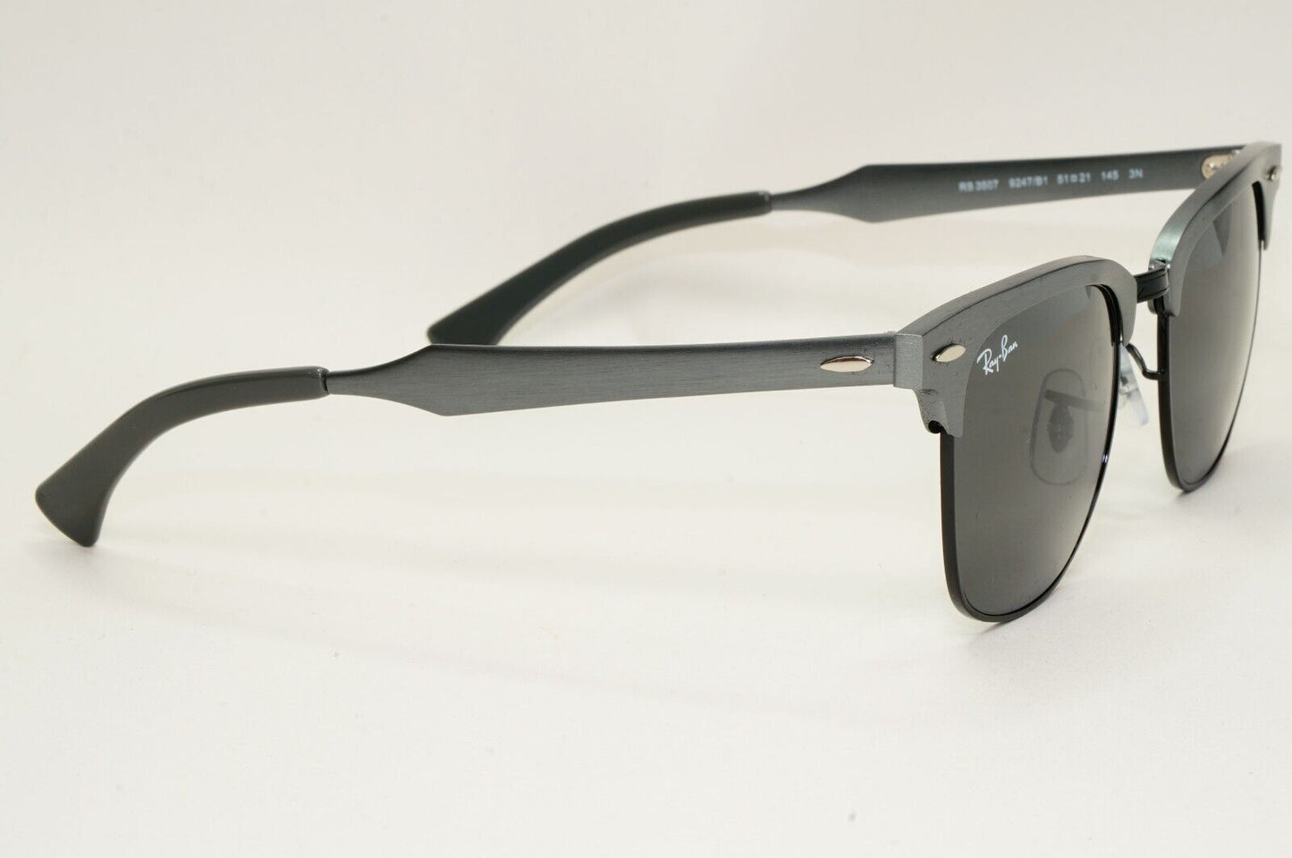 Ray-Ban Sunglasses Clubmaster Aluminum Metal Grey Black RB 3507 9247/B1 51mm