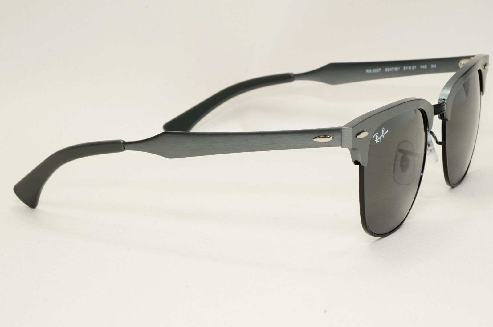 Ray-Ban Sunglasses Clubmaster Aluminum Metal Grey Black RB 3507 9247/B1 51mm