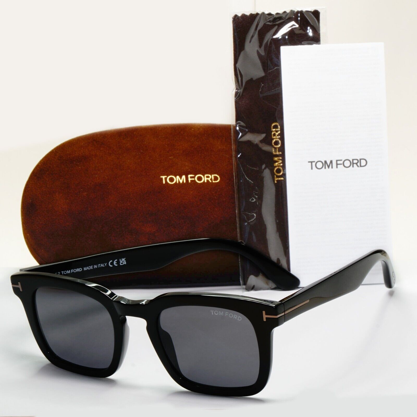 Tom Ford Sunglasses Dax Black Glossy Square Smoke  FT0751-N TF 751-N 01A 50mm