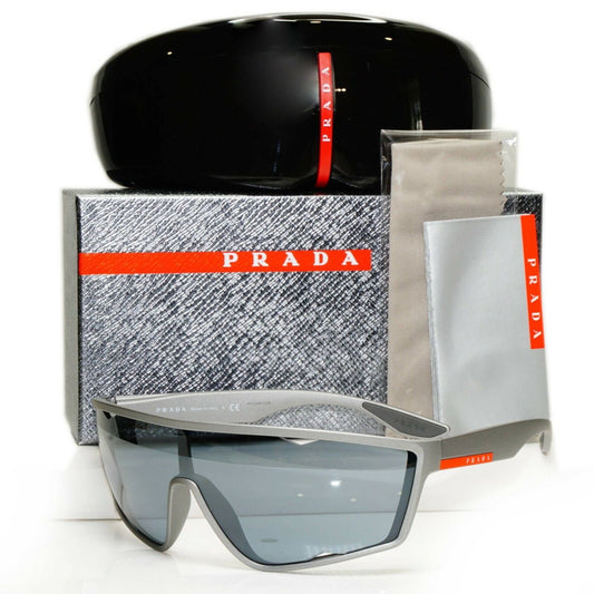 Prada Shield Grey Mirror Sunglasses Graphite Visor Ski Mens Mask SPS 09U 449-5L0