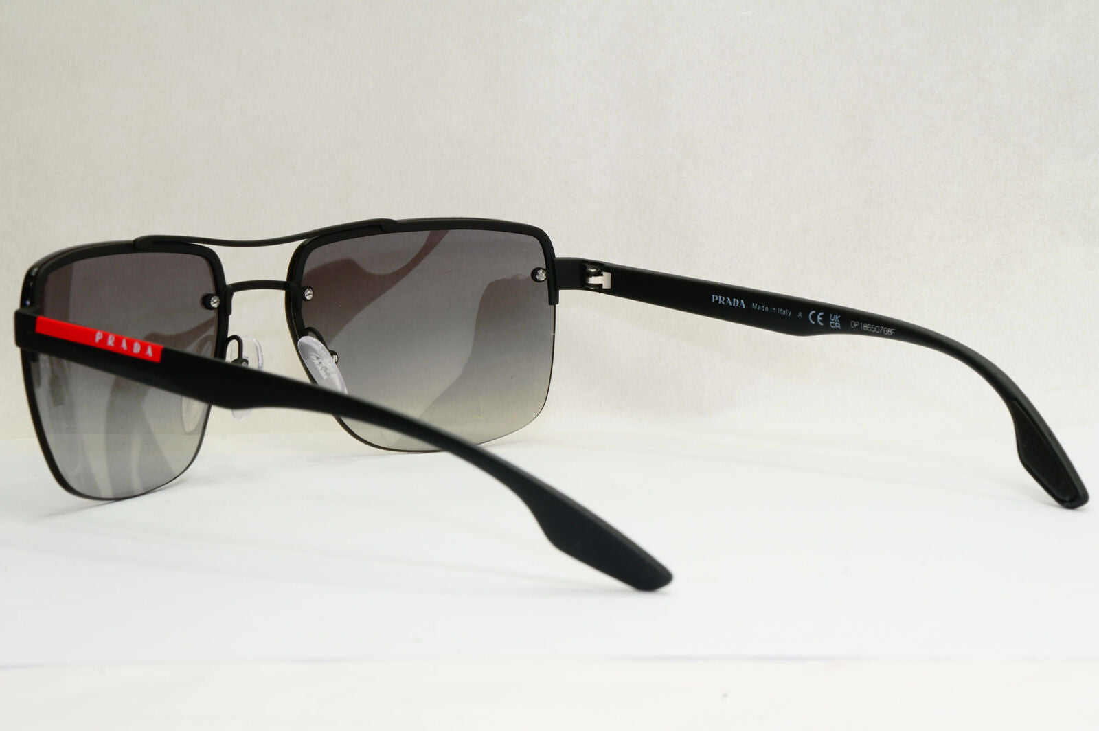 Prada Sunglasses Black Rimless Grey Gradient Square Rossa PS60US SPS 60U DG0-3M1