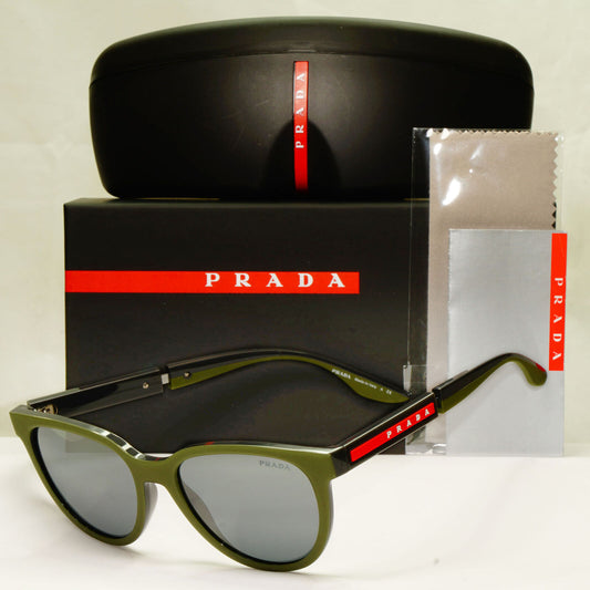 Prada Military Green Black Sunglasses Mirror Silver Grey SPS 05X PS05XS 03S-0D3