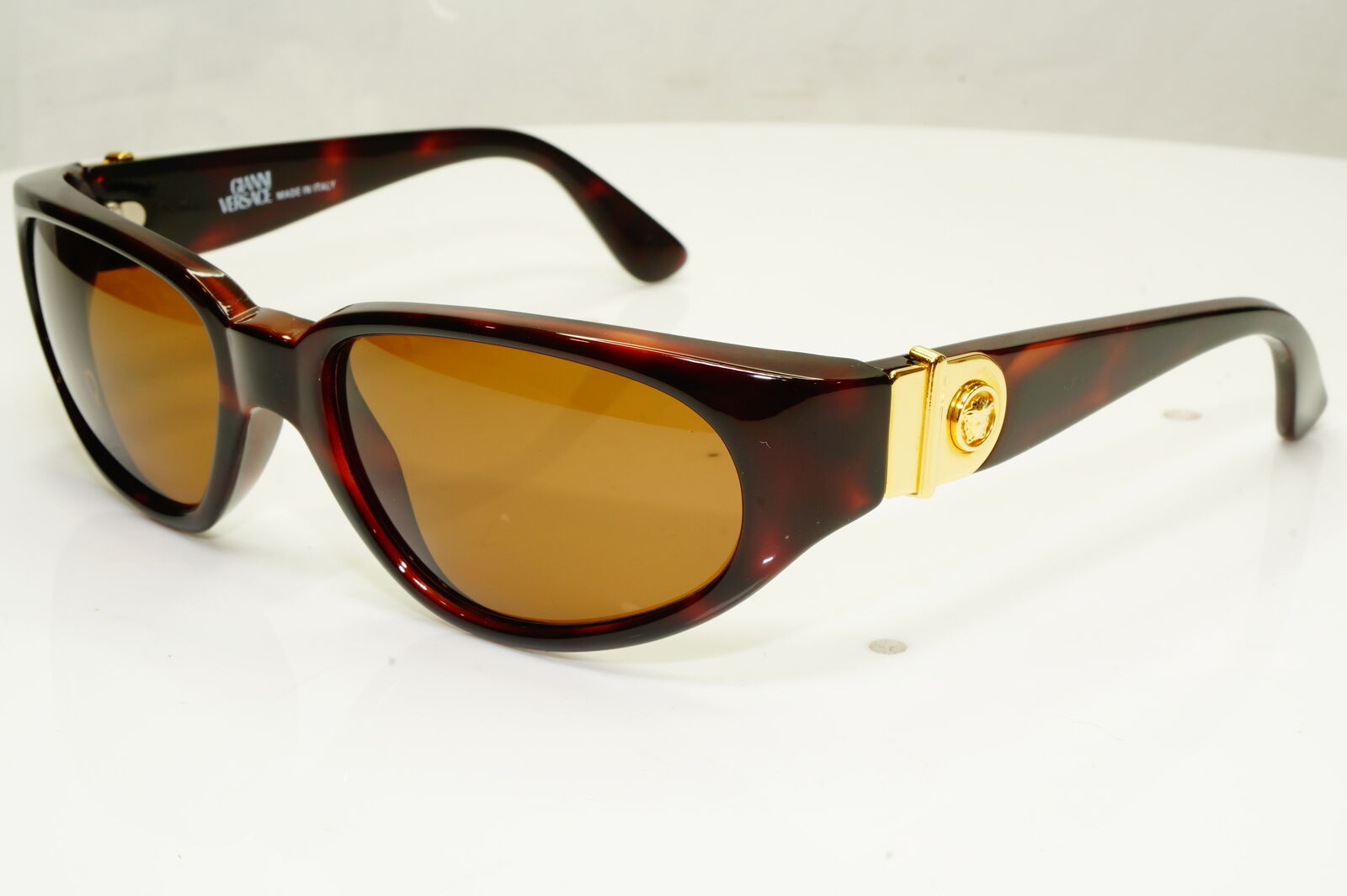 Gianni Versace 1996 Mens Vintage Brown Gold Medusa Sunglasses MOD 408 COL 900