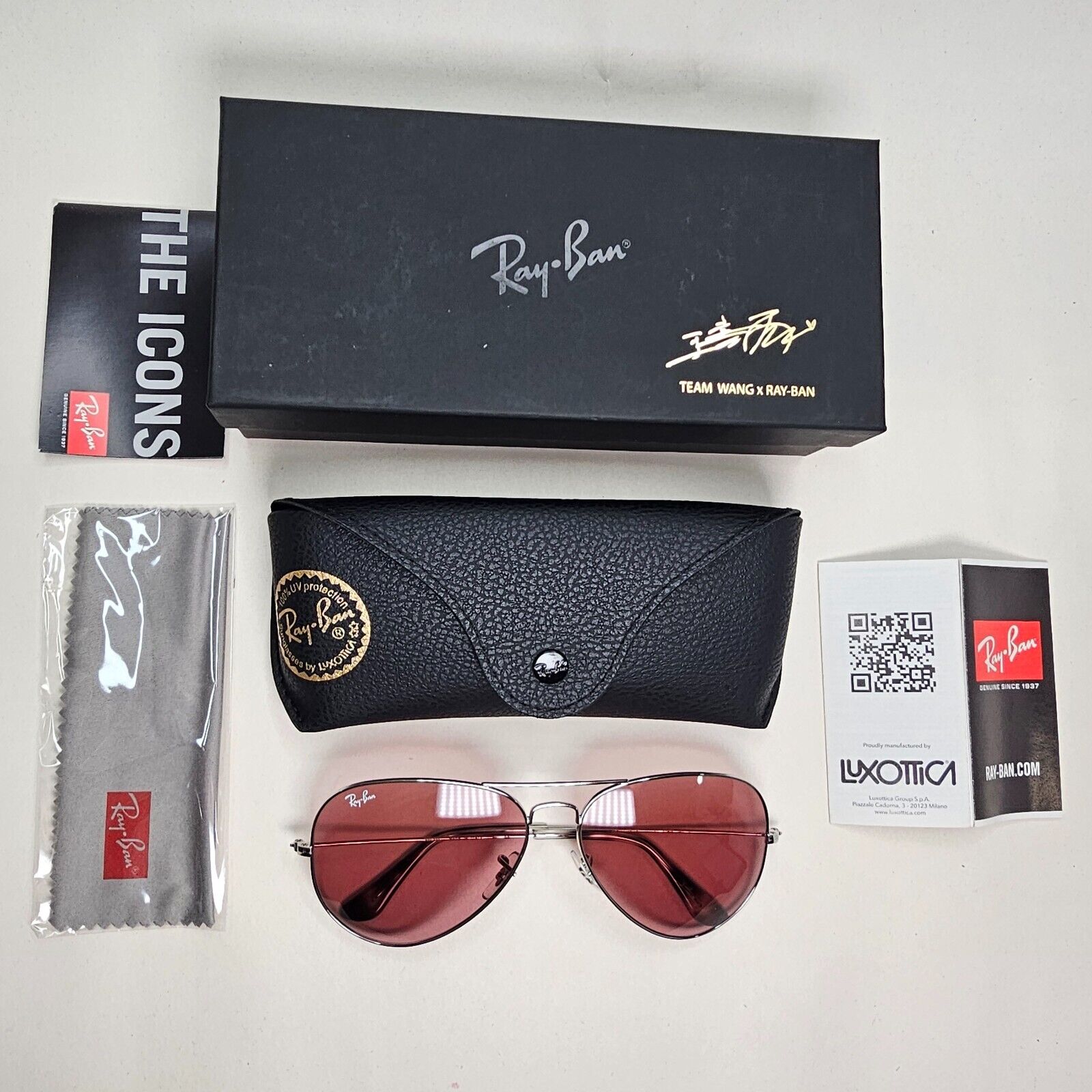 Ray-Ban x Team Wang Sunglasses Photochromic Rare Violet RB 3025 Aviator 003/4R