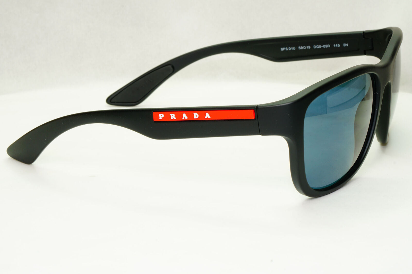 Prada Sunglasses Black Blue Tuning Rubber Square PS01US SPS 01U DG0-09R 59mm