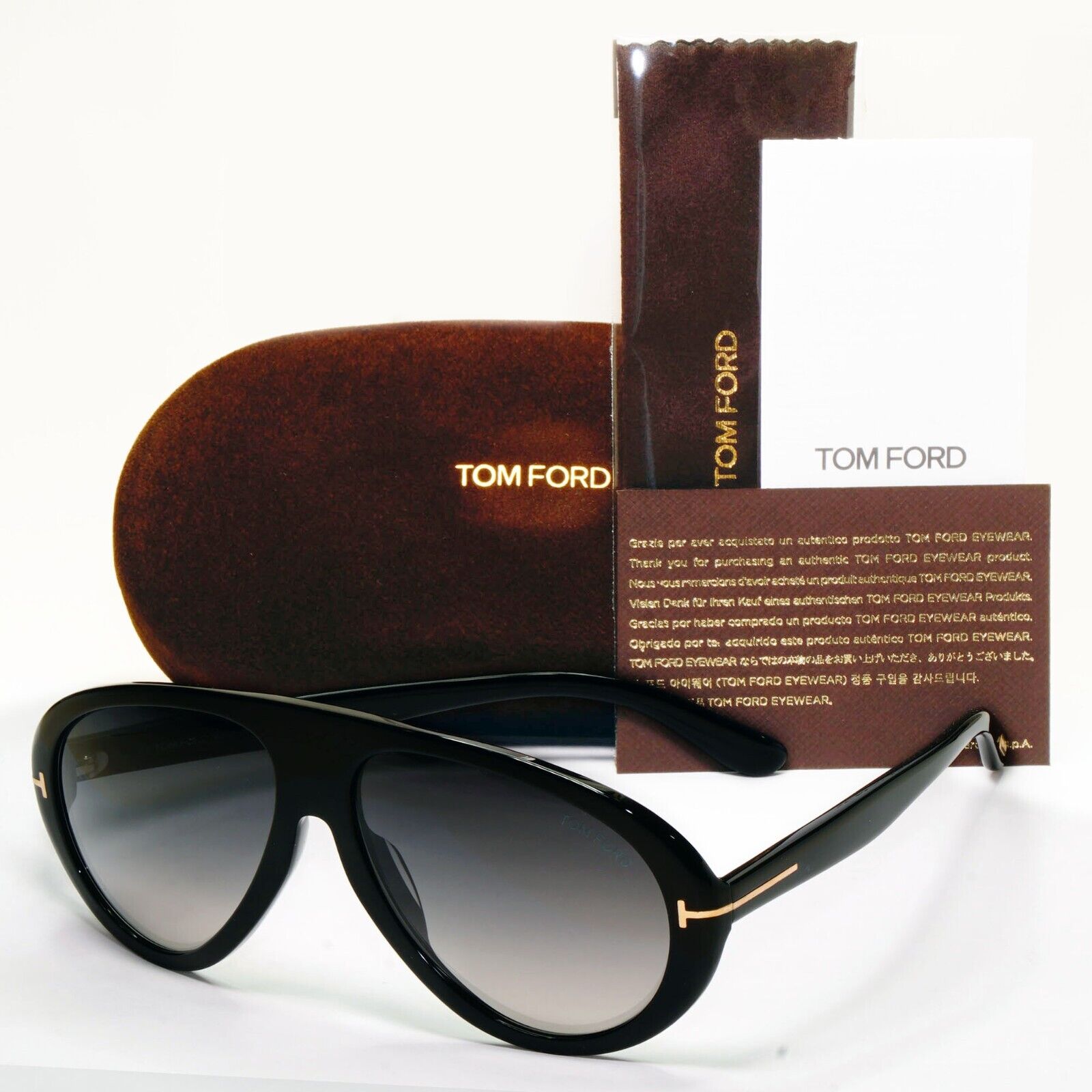 Tom Ford Sunglasses Camillo-02 Black Glossy Grey Gradient Pilot FT0988 TF988 01B