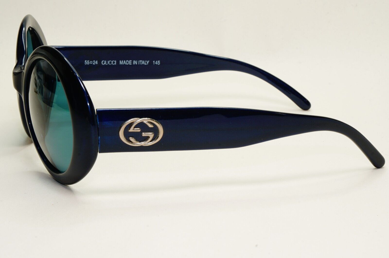 Gucci Sunglasses 1996 Vintage Dark Blue Green Round Large GG 2401/N/S XB6 151024